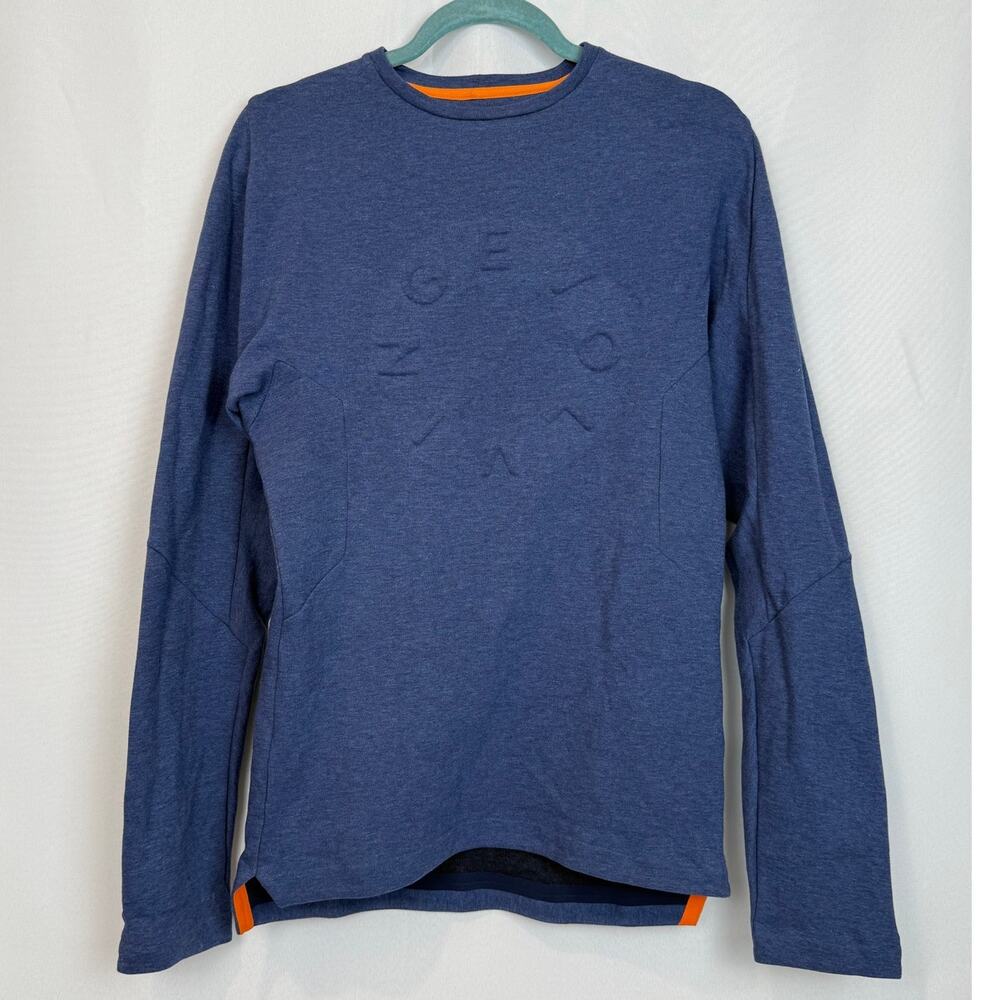Mammut Swiss Design Long Sleeve Top Blue Orange Embossed Size S Mens